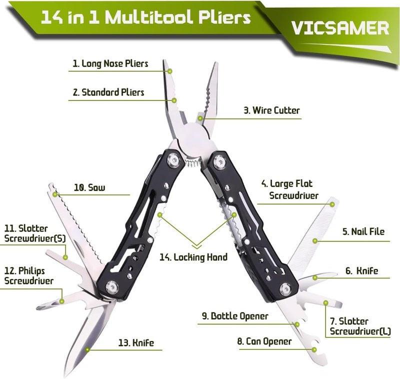 Samest 14 in 1 Multitool Pliers Gives One Whistle as a Gift, Professional Pocket Pliers from Wife Daughter to Father Boyfriend Husband on Christmas, Birthday, Valentine's, Father's Day - - Image 3